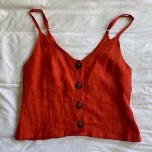 Reformation Linen Tank Top Red